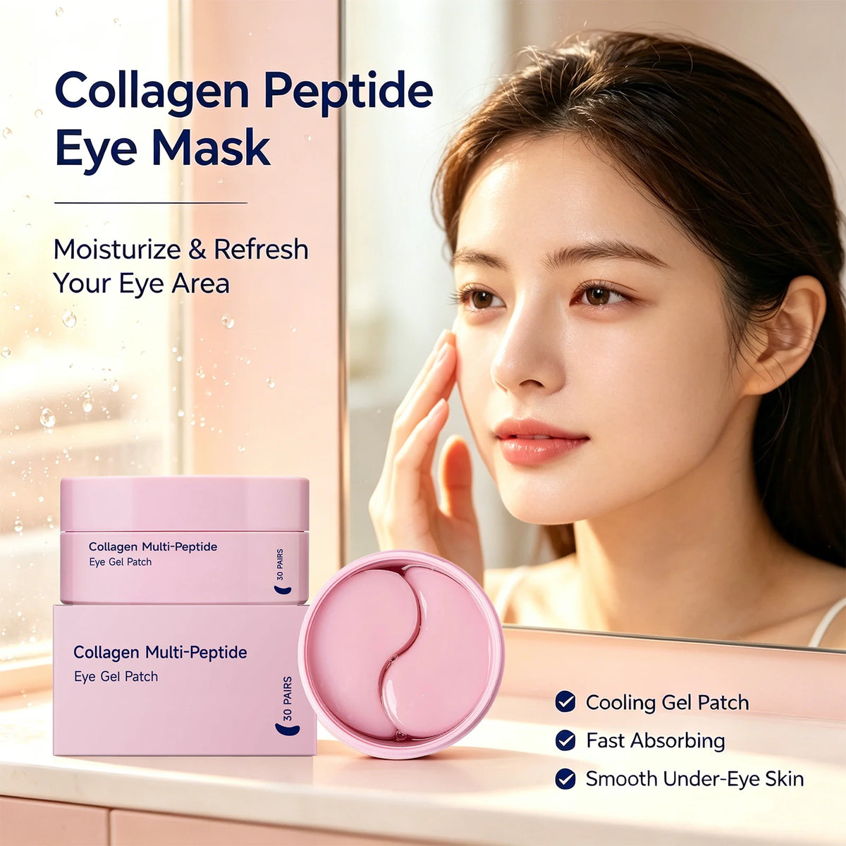Collagen Peptide Cooling Gel Eye Patches – Hydrating Under-Eye Mask