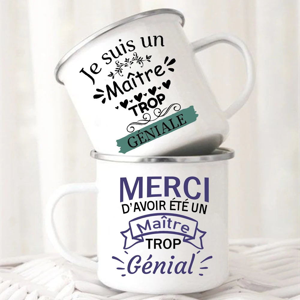 Merci Maître Enamel Mug | Teacher Gift Coffee Tea Cup 360ml