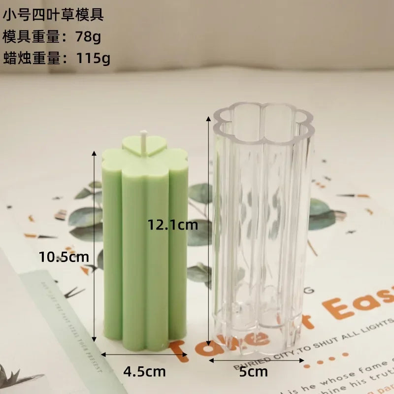 Four-Leaf Clover Cylinder Candle Mold – DIY Candle Making