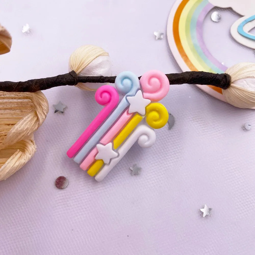 10PCS Resin Kawaii Flatback Cabochons – Stars Rainbows Balloons