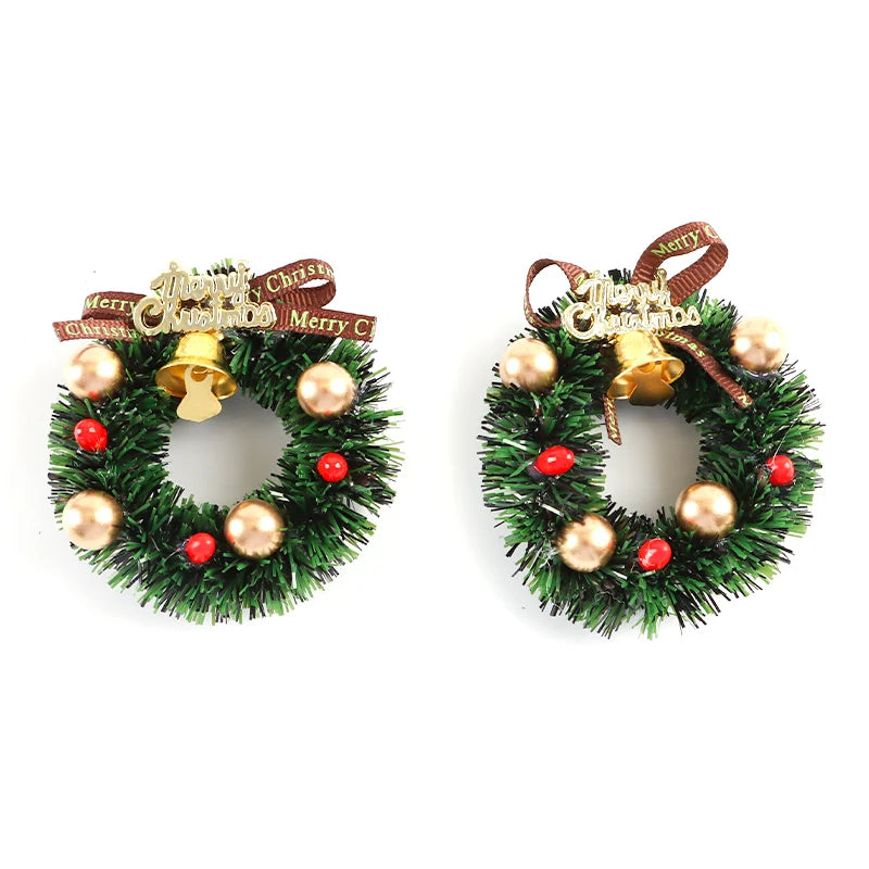 Mini Christmas Wreath Bell Pendants – 2 Pack, 55mm Ornaments