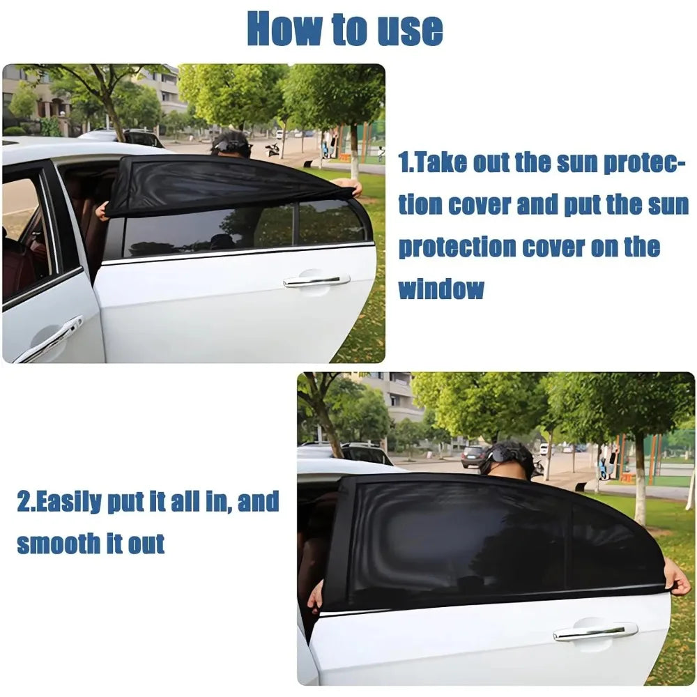 KKJOY Car Side Window Sunshade – UV Mesh Privacy Curtain