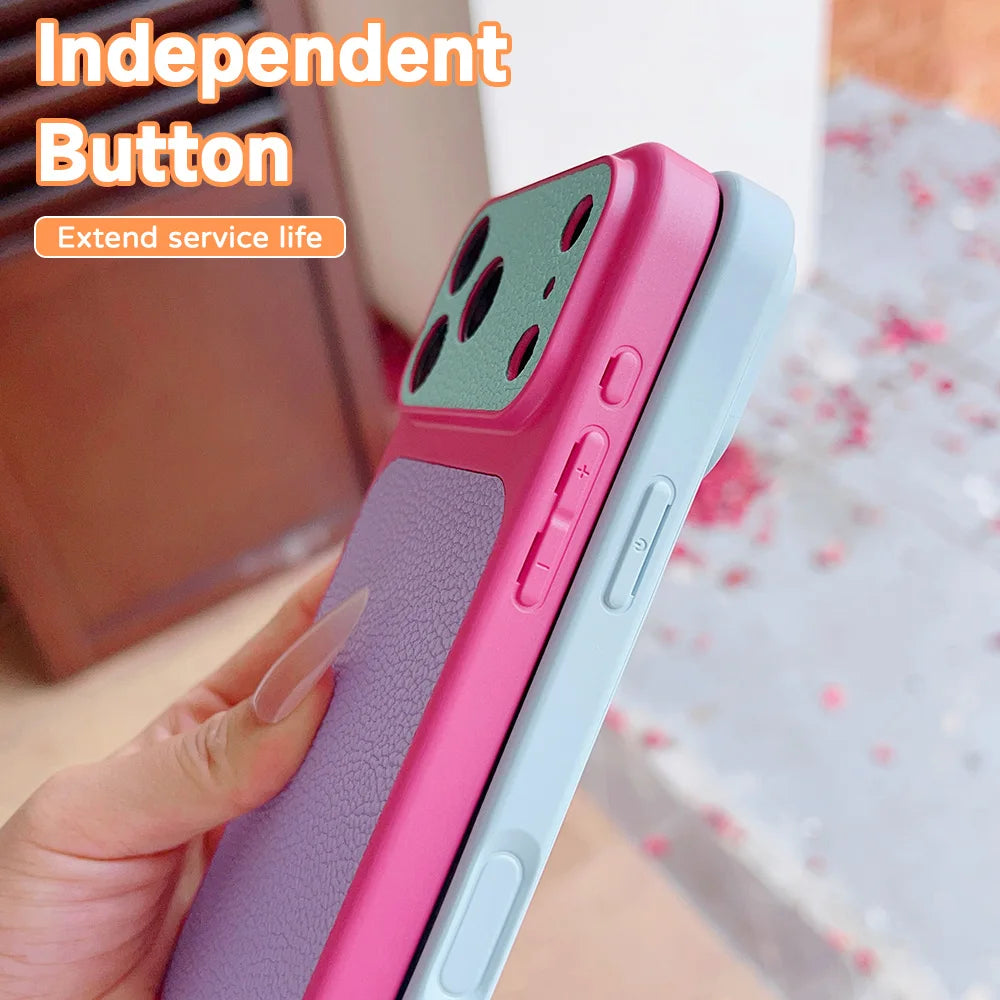 Lichee Leather iPhone Case – Shockproof Camera Window Cover