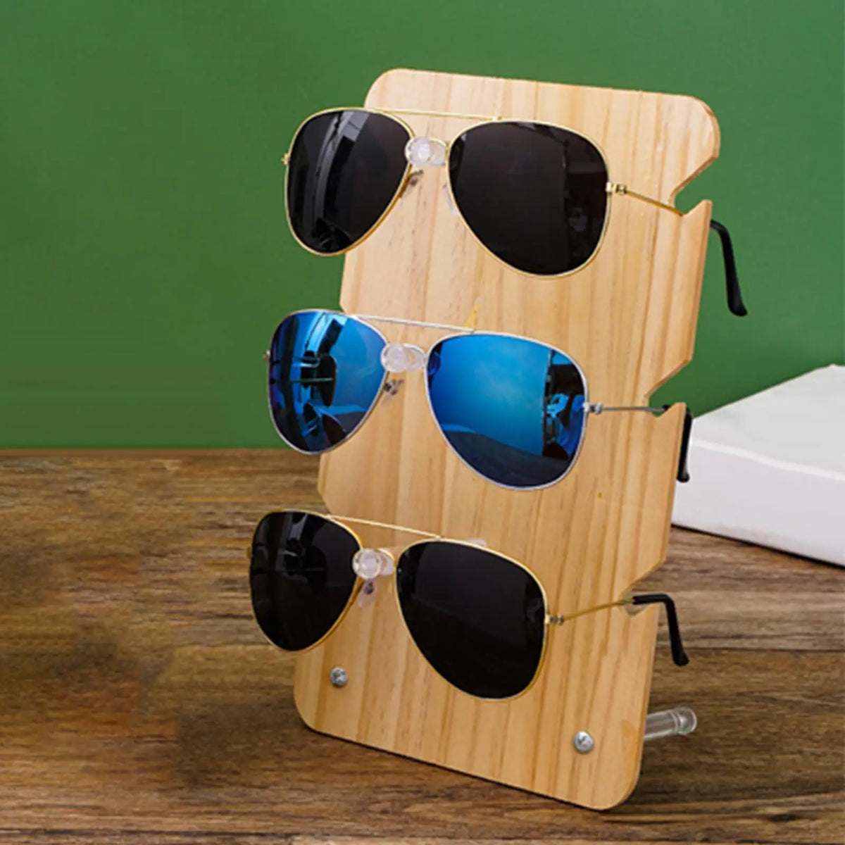 Kesoto Multi-Row Wooden Acrylic Glasses Display Stand