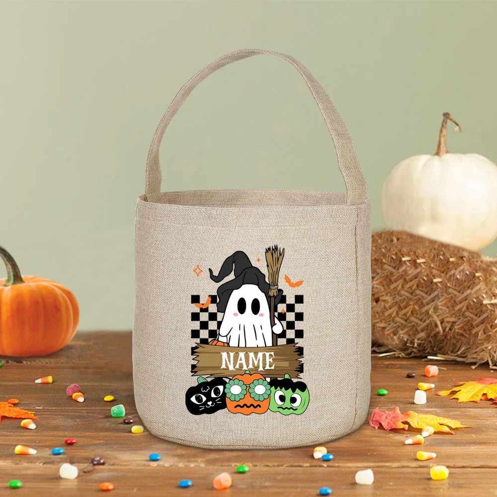 Personalized Halloween Trick or Treat Tote Bag | Pumpkin Print