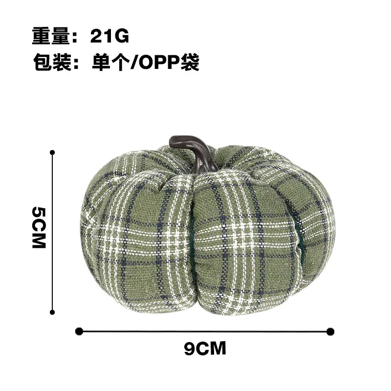 Plaid Fabric Mini Pumpkin Decor – Rustic Fall & Halloween Ornament