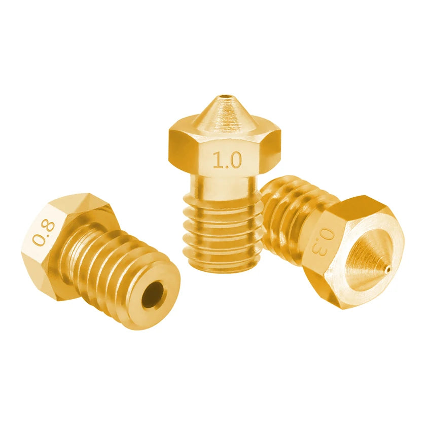 5-Pack Copper E3D V5/V6 M6 Nozzles | 0.2–1.0mm 3D Printer