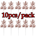 Gold Glitter Artificial Pine Branches Christmas Decor 10pcs