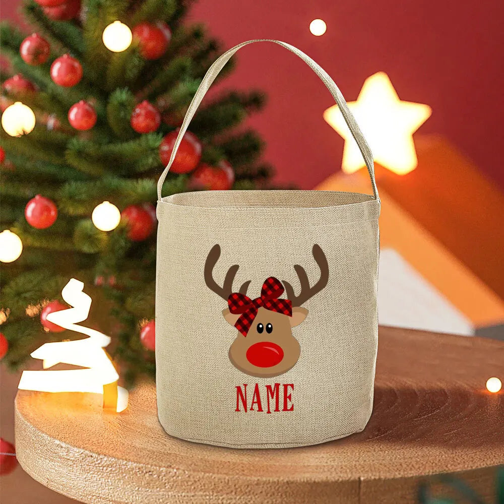 Personalised Deer Christmas Sack Bag | Kids Xmas Gift Tote