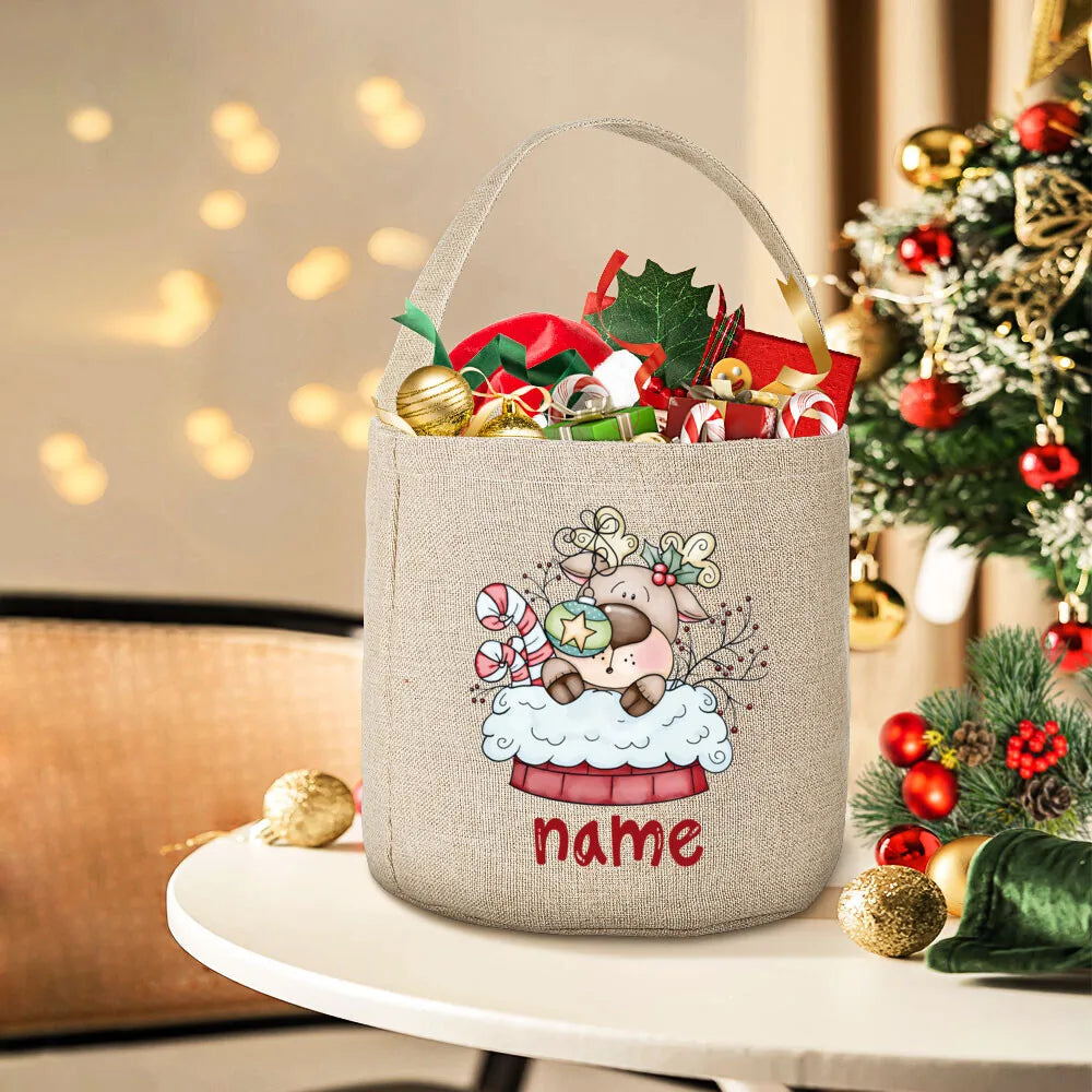 Personalized Deer Christmas Sack Bag | Custom Kids Xmas Gift