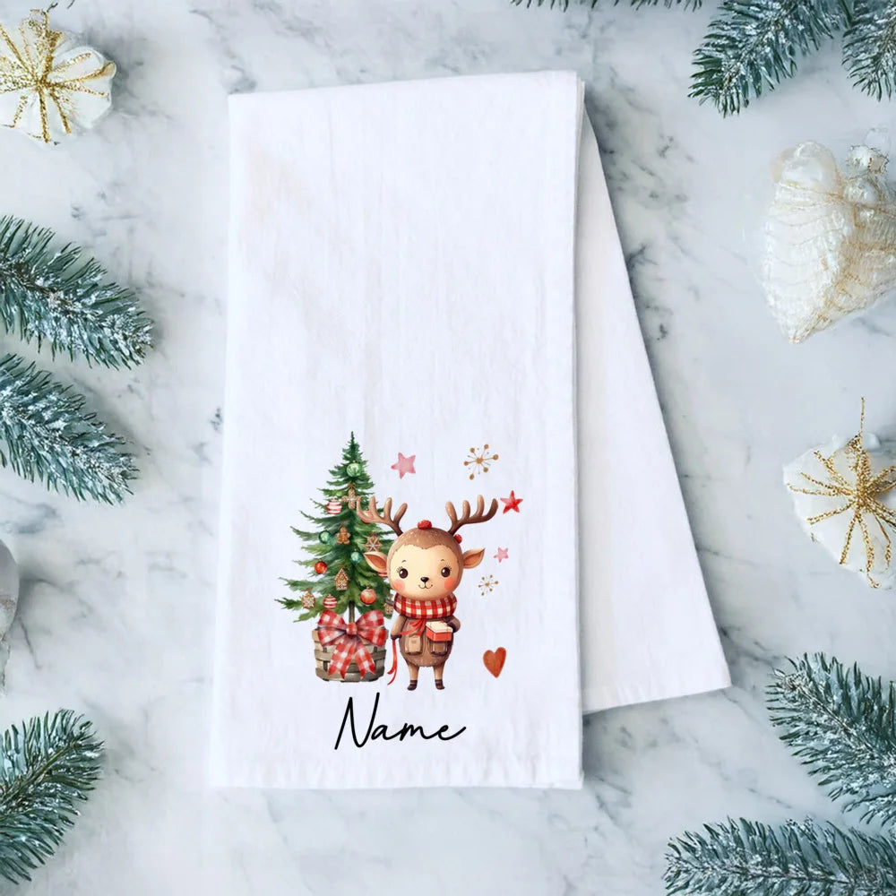Personalized Christmas Tea Towel – Custom Holiday Kitchen Gift