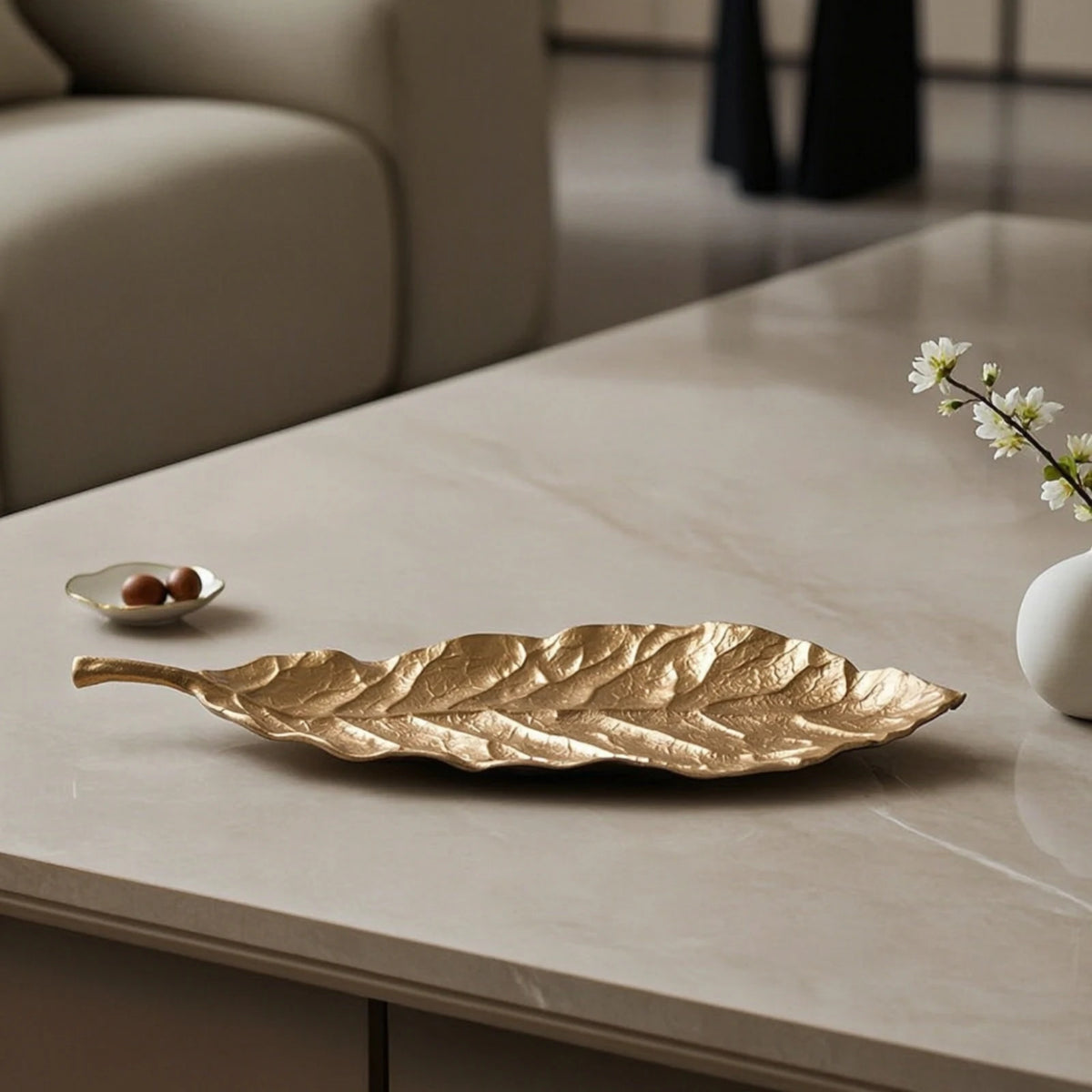 Cast Aluminum Leaf Tray | Decorative Metal Catchall Dish