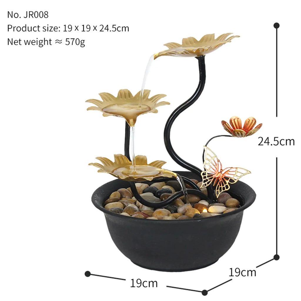 3-Tier LED Tabletop Water Fountain – USB Indoor Waterfall
