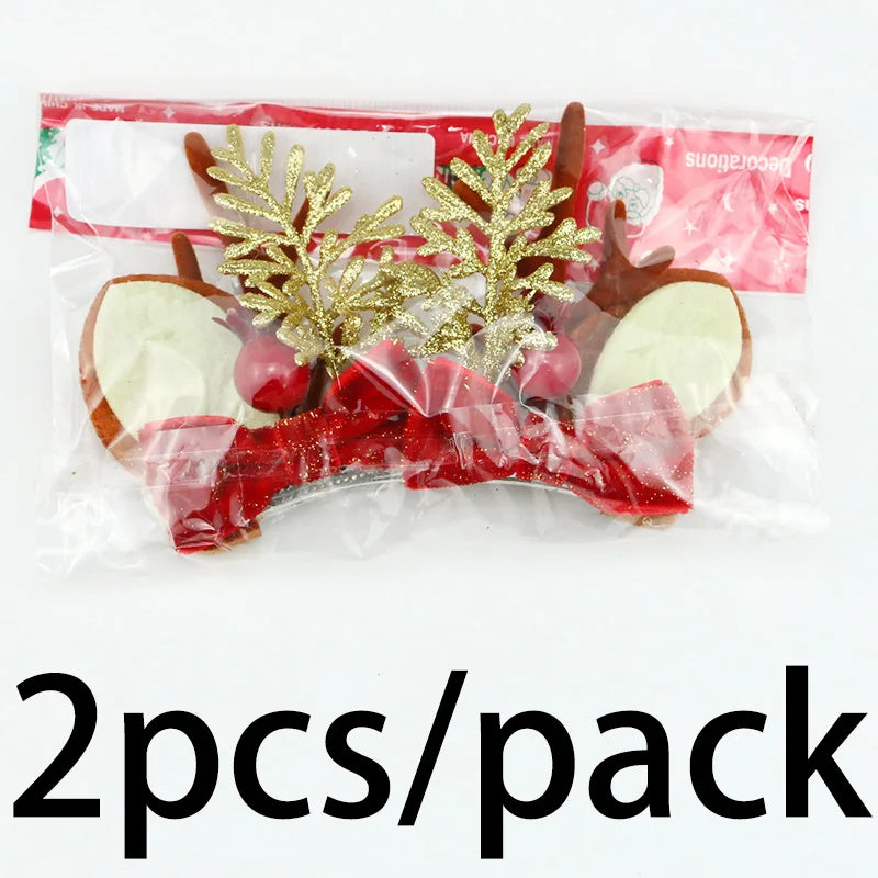 2-Pack Christmas Antler Hair Clips – Cute Velvet Holiday Accessory